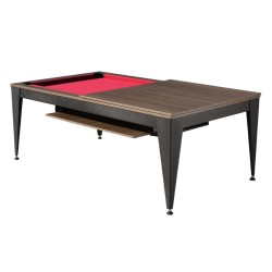 Pool Table / Dining Table, Vancouver III, 7 ft., black/brown, burgundy cloth