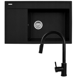 Set - Sink PYRAMIS CAMEA (79x50) 1B 1D R + Faucet IDEA Black Edition - 070168502BE - Volcano