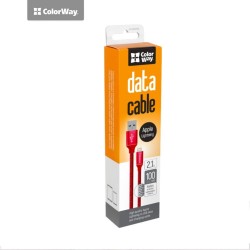 ColorWay   Data Cable Apple Lightning Charging cable, Fast and safe charging Stable data transmission, Red, 1 m