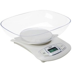 Adler AD 3137 Kitchen scales, Capacity 5 kg , Graduation 1g, Big LCD Display, Auto-zero/Auto-off, Large bowl, White AD 3137 Maxi