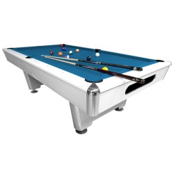 Billiard Table Dynamic Triumph, matt white, Pool, 8 ft., Simonis 860 royal blue