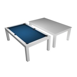 Pool Table / Dining Table, Mozart, 7 ft., matte white, Pool, Club Cloth royal blue