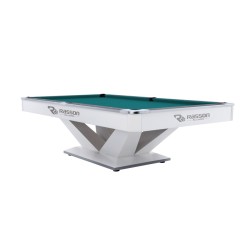 Billiard Table, Pool, Rasson Victory II Plus, White, 9 ft., Simonis 860 blue green