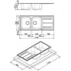 Valamu Smeg, 116 cm,...