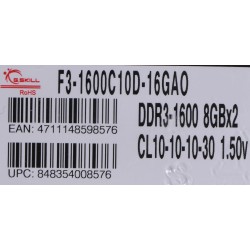 G.Skill 16GB PC3-12800 Kit...