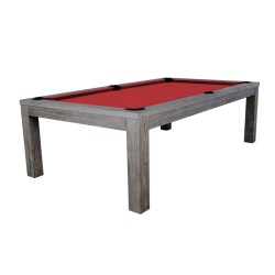 Pool Table / Dining Table, Rasson Penelope II, Silver Mist, incl. table cover, 7 ft., Simonis 860 red