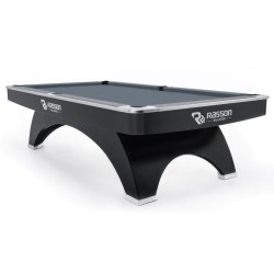 Billiard Table, Pool, Rasson Ox, 9 ft., Black, MATCHROOM pocket size, Simonis 860 shark grey