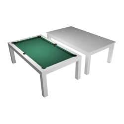 Pool Table / Dining Table, Mozart, 7 ft., matte white, Pool, Club Cloth yellow green