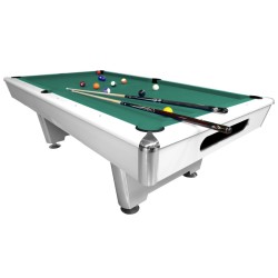 Billiard Table, Pool, Triumph, 7 ft., Matt White, 8 ft., Club Cloth yellow green
