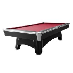 Billiard Table, Pool, Hurricane, 9 ft., Matt-Black, Club Cloth burgundy