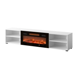 RTV cabinet POLO 180x33x39 white + fireplace black