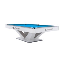 Billiard Table, Pool, Rasson Victory II Plus, White, 9 ft., Simonis 760 tournament blue