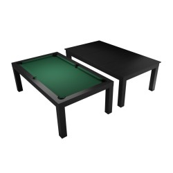 Pool Table / Dining Table, Diner, 7 ft., Matt-Black, Club Cloth yellow green