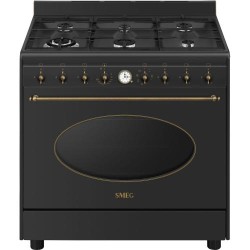 Gaasipliit Smeg Colonial, 6 x gaas, elektriahi, aurupuhastus, 90 cm, antratsiit/antiikne messing