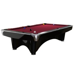 Billiard Table Dynamic III, shining black, Pool, 9 ft., Simonis 860 burgundy