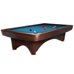 Billiard Table Dynamic III, brown, Pool, 9 ft, Simonis 760 electric blue
