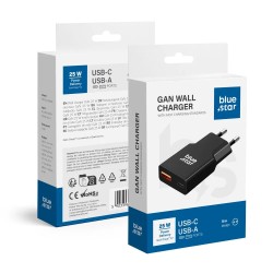 Laadija Blue Star Slim GaN 25W USB-C/USB-A must