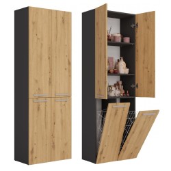 Topeshop NEL 2K DD ANT/ART KP bathroom storage cabinet Graphite, Oak