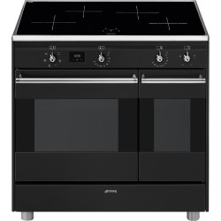 Elektripliit Smeg Classic, 90 cm, 4 x induktsioon, 2x elektriahi, aurupuhastus, must