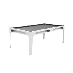 Billiard Table, Pool,Cornilleau Hyphen Outdoor, 7 ft., white, Cloth: Light Grey, Pockets: White