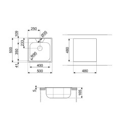 Valamu Smeg Omni, 50 cm,...