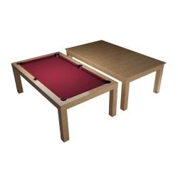 Pool Table / Dining Table, Mozart, 7 ft., oak, Club Cloth burgundy