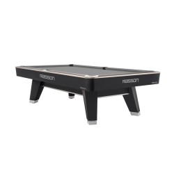 Billiard Table, Pool, Rasson ACURRA (MR-SUNG SERIES), 9 ft., matt-black (Strong Black), MATCHROOM pocket size, Simonis 860 grey