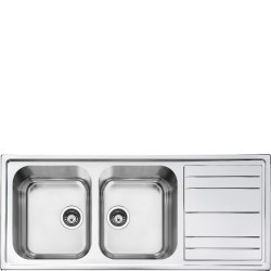 Valamu Smeg, 116 cm, pealt paigaldatav, käsitsi, harjatud RV teras
