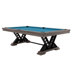Pool Table / Dining Table, Rasson Vienna, 8 ft., Silver Mist, Simonis 760 electric blue
