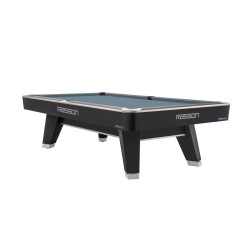 Billiard Table, Pool, Rasson ACURRA (MR-SUNG SERIES), 9 ft., matt-black (Strong Black), Matchroom pocket size, Simonis 860 powde