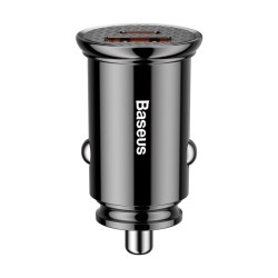 Autolaadija Baseus Circular Plastic 30W USB-C/USB-A must CCALL-YS01