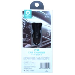 Autolaadija Leslie C18 koos 2 USB pistikuga 2.4A (1A+2A) must